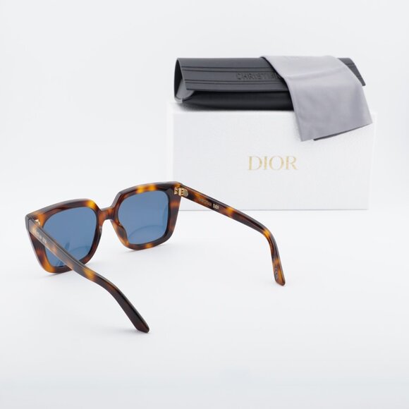 Dior DIORMIDNIGHT S1I 26B0 Sunglasses Havana Cat Eye Frame, Blue Lenses